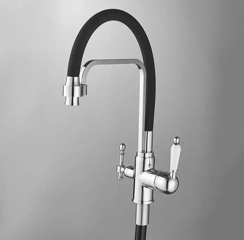 3-weg keukenkraan met 3 aansluitingen en flexibele slang voor regenwater of gefilterd drinkwater | Classic Overhead