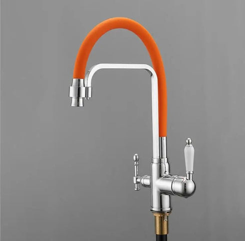 3-weg keukenkraan met 3 aansluitingen en flexibele slang voor regenwater of gefilterd drinkwater | Classic Overhead