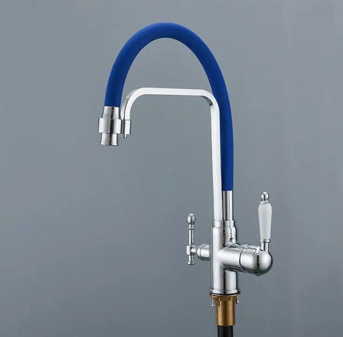 3-weg keukenkraan met 3 aansluitingen en flexibele slang voor regenwater of gefilterd drinkwater | Classic Overhead
