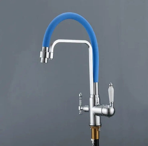 3-weg keukenkraan met 3 aansluitingen en flexibele slang voor regenwater of gefilterd drinkwater | Classic Overhead