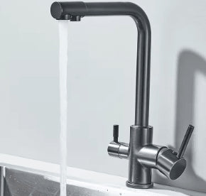 3-weg keukenkraan met 3 aansluitingen voor regenwater of gefilterd drinkwater | Bella-done