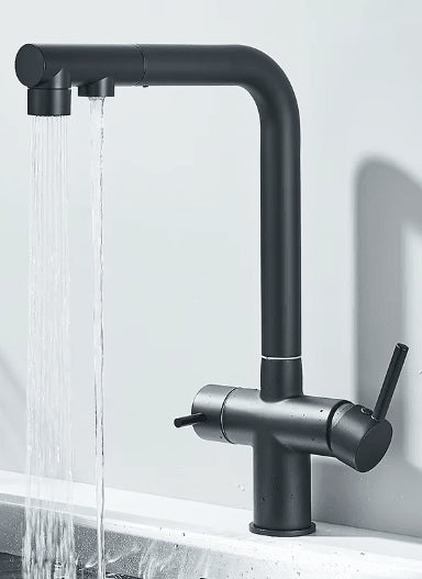 3-weg keukenkraan met 3 aansluitingen voor regenwater of gefilterd drinkwater | Bella-done