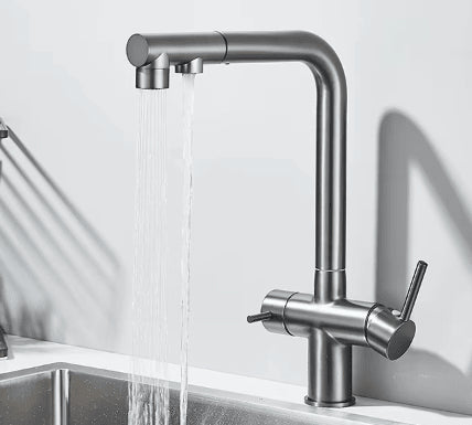 3-weg keukenkraan met 3 aansluitingen voor regenwater of gefilterd drinkwater | Bella-done