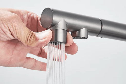 3-weg keukenkraan met 3 aansluitingen voor regenwater of gefilterd drinkwater | Bella-done