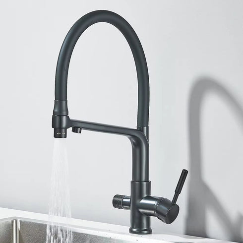 3-weg keukenkraan met 3 aansluitingen voor regenwater of gefilterd drinkwater | La Montagoon