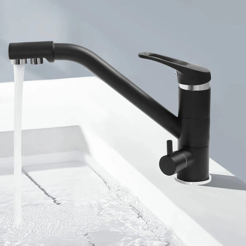 3-weg keukenkraan met 3 aansluitingen voor regenwater of gefilterd drinkwater | Zwart | Simmons