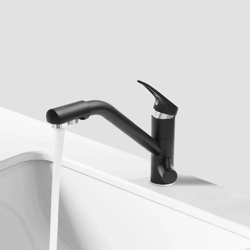 3-weg keukenkraan met 3 aansluitingen voor regenwater of gefilterd drinkwater | Zwart | Simmons