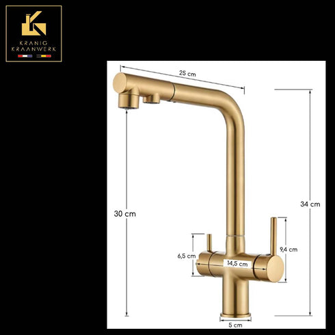 3-weg keukenkraan voor regenwater of gefilterd drinkwater | Bella-done