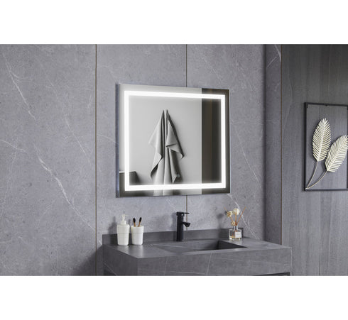 Spiegel Rechthoekig 70 x 80 cm frameloos, inbouw led verlichting en anti-condens