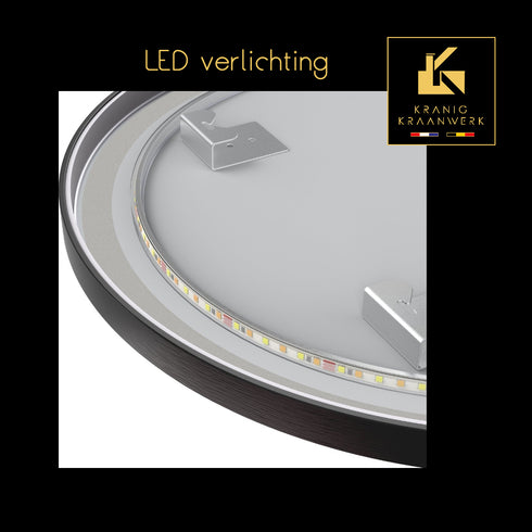 Spiegel rond 60 cm met zwart frame, led verlichting en anti condens