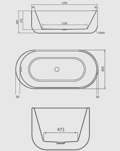 Badkuip WETZIKON wit 170x80cm Minimalistisch ligbad