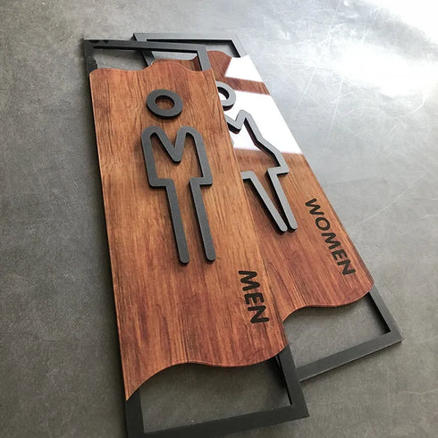 Toilet aanduidingsbordjes | Daar is de WC tekens | Hout | Minimalistisch