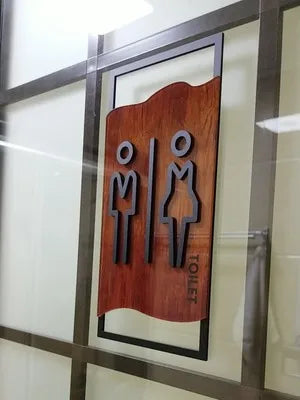 Toilet aanduidingsbordjes | Daar is de WC tekens | Hout | Minimalistisch