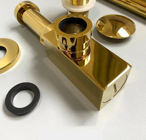 Installatiebenodigdheden | Hoekig Design Luxe Sifon met matchende afvoerplug