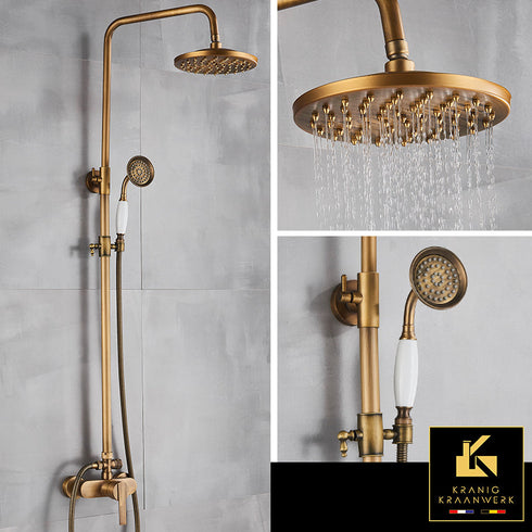 Douchekraan Landelijk stijl én industrieel | opbouw doucheset | Ursula | Oud Goud