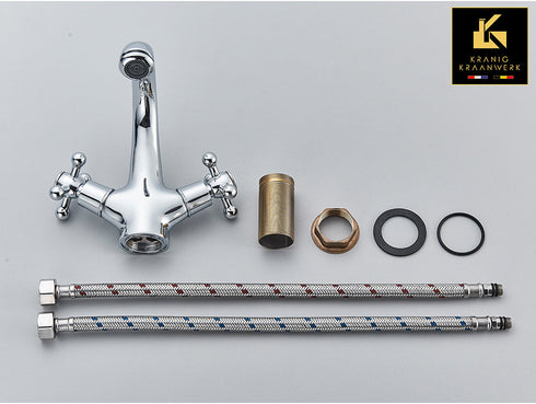 Industrieel en Landelijk | Badkamer en of keukenkraan | Cedrica | Goud Zwart Chroom RVS