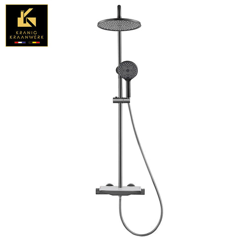 Exclusieve Douchekraan | opbouw doucheset | Baanbrekend ontwerp | Elvira | Gunmetal Grijs | Wit | Goud | Chroom
