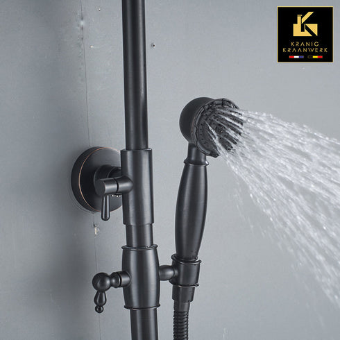 Douchekraan Landelijke stijl | opbouw doucheset | Froukje| Zwart met accenten