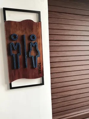 Toilet aanduidingsbordjes | Daar is de WC tekens | Hout | Minimalistisch