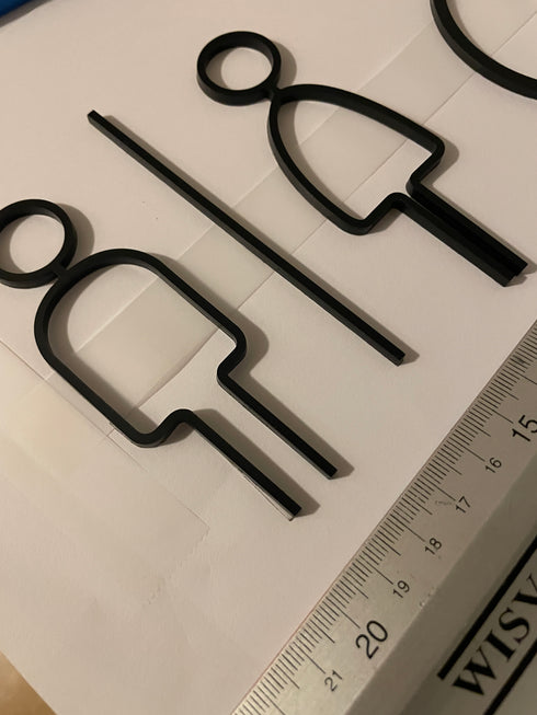 Toilet aanduidingsbordjes | Complete set WC tekens | 3d | Zwart | Gestileerd | Minimalistisch