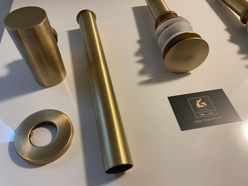 Installatiebenodigdheden | Luxe Sifon met matchende afvoerplug | Geborsteld Goud