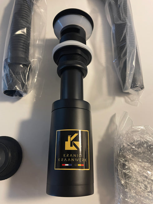 LUXE Set Flexibele Afvoerslang met Sifonset | Installatiebenodigdheden | Sifon | Chroom en Zwart