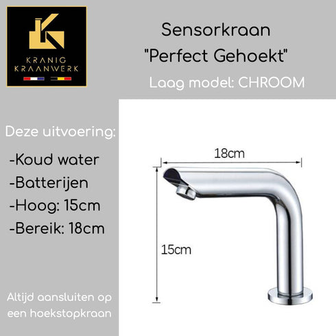 Horeca Sensorkraan | Touchless | Perfect gehoekt | Toiletruimte