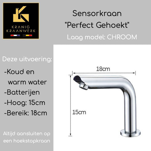 Horeca Sensorkraan | Touchless | Perfect gehoekt | Toiletruimte