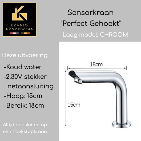 Horeca Sensorkraan | Touchless | Perfect gehoekt | Toiletruimte