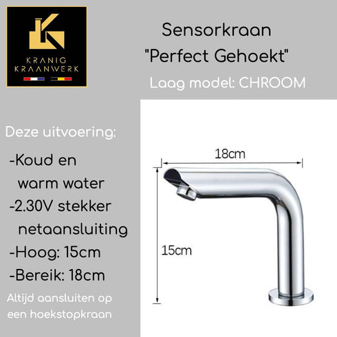 Horeca Sensorkraan | Touchless | Perfect gehoekt | Toiletruimte