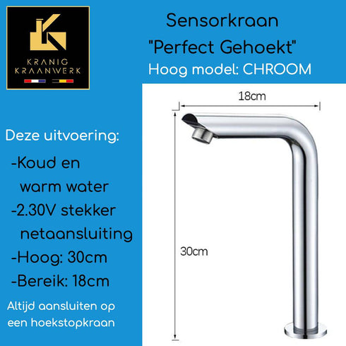 Horeca Sensorkraan | Touchless | Perfect gehoekt | Toiletruimte
