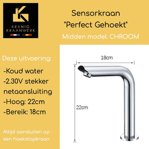 Horeca Sensorkraan | Touchless | Perfect gehoekt | Toiletruimte