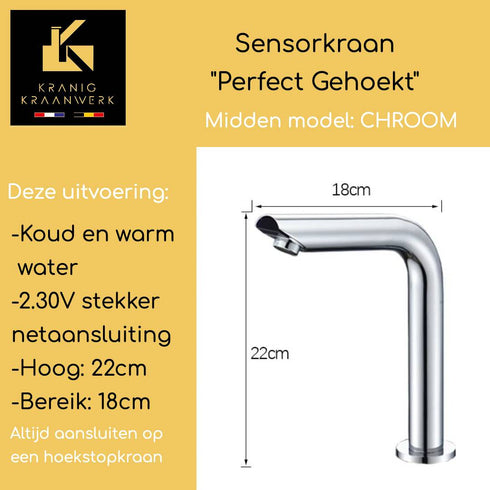 Horeca Sensorkraan | Touchless | Perfect gehoekt | Toiletruimte