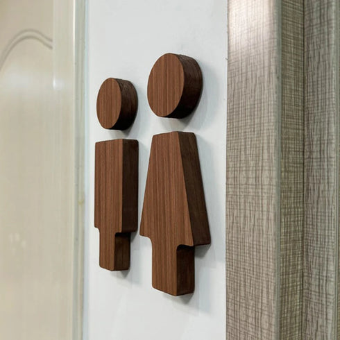Toilet aanduidingsbordjes | Dik houten poppetjes | Minimalistisch