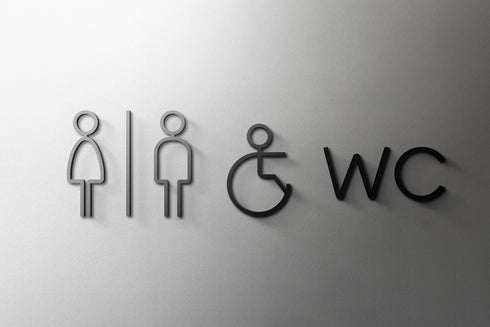 Toilet aanduidingsbordjes | Complete set WC tekens | 3d | Zwart | Gestileerd | Minimalistisch