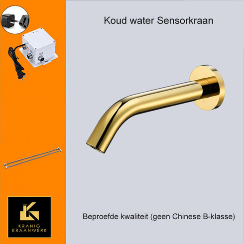 Sensorkraan aan de wand | Koud waterkraan | Voorwaarts | 2.30v en BATT