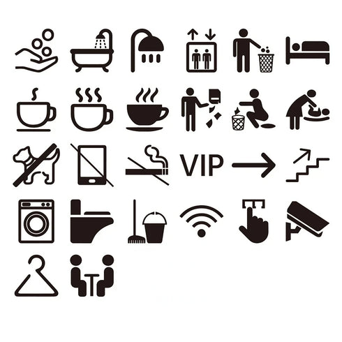 Toilet aanduidingsbordjes | Algemene tekens en verblijfsruimtes | Zwart en Zilver | Minimalistisch