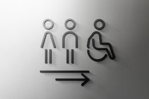 Toilet aanduidingsbordjes | Complete set WC tekens | 3d | Zwart | Gestileerd | Minimalistisch