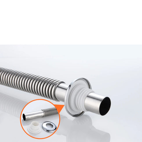 Installatiebenodigdheden | Design | Leidingwerk | Flexibele afvoerbuis | Metaalkleur RVS Flexibele afvoerbuis RVS Chroom – eenvoudig te installeren | 60-100 cm