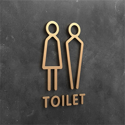 Toilet aanduidingsbordjes | Daar is de WC tekens | Goud - Zilver - Zwart | Minimalistisch