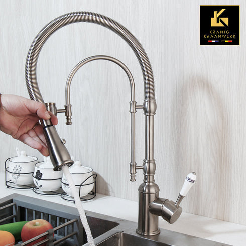 Landelijke stijl hoge spoelkraan | Horeca kraan | Spoelkeuken stijl | Henriette