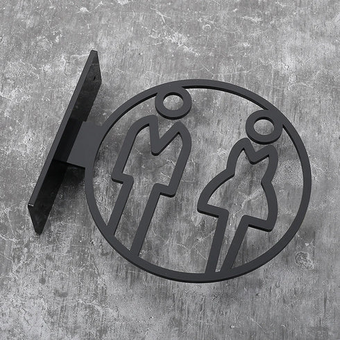 Toilet uithangbordjes | Daar is de WC tekens | Zwart | Minimalistisch