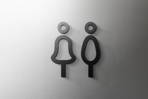 Toilet aanduidingsbordjes | Duo's | Setjes van 2 WC tekens | 3d | Zwart | Gestileerd | Minimalistisch