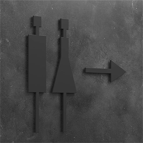 Toilet aanduidingsbordjes | Daar is de WC tekens | Goud - Zilver - Zwart | Minimalistisch