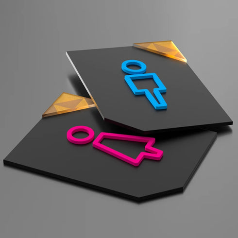 Toilet aanduidingsbordjes | Daar is de WC tekens | Roze en Blauw | Minimalistisch