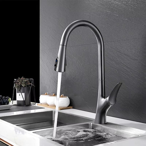 High-end | Design Keukenkraan | Mengkraan met temperatuur display en flexibele slang | Elypses