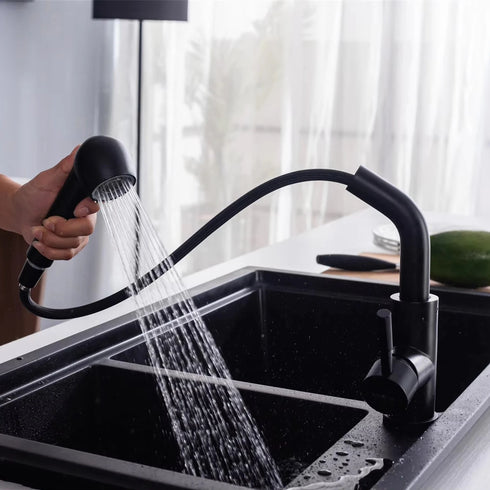 Keuken en/of Salonkraan | Wastafel of Keukenkraan met douchekopje | Uittrekbare slang | In hoogte verstelbaar | Maroene