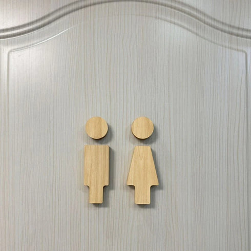 Toilet aanduidingsbordjes | Dik houten poppetjes | Minimalistisch