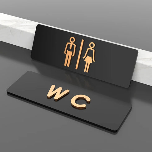Toilet aanduidingsbordjes | Goud op zwart | Minimalistisch