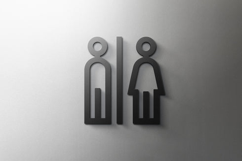 Toilet aanduidingsbordjes | Duo's | Setjes van 2 WC tekens | 3d | Zwart | Gestileerd | Minimalistisch